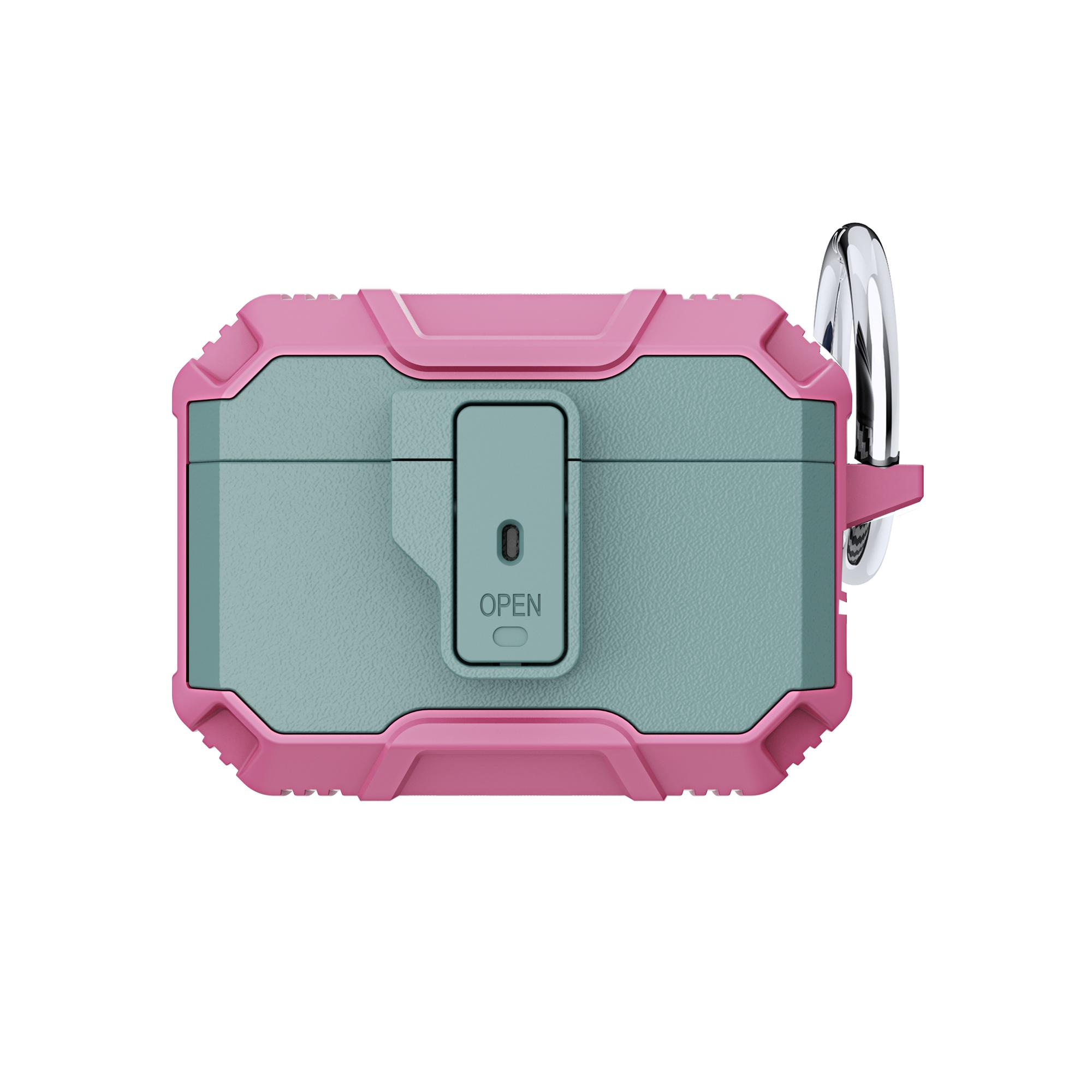 AirPods 3 Tough Heavy Duty Hybrid With Open Button Case Cover - Teal/Pink
