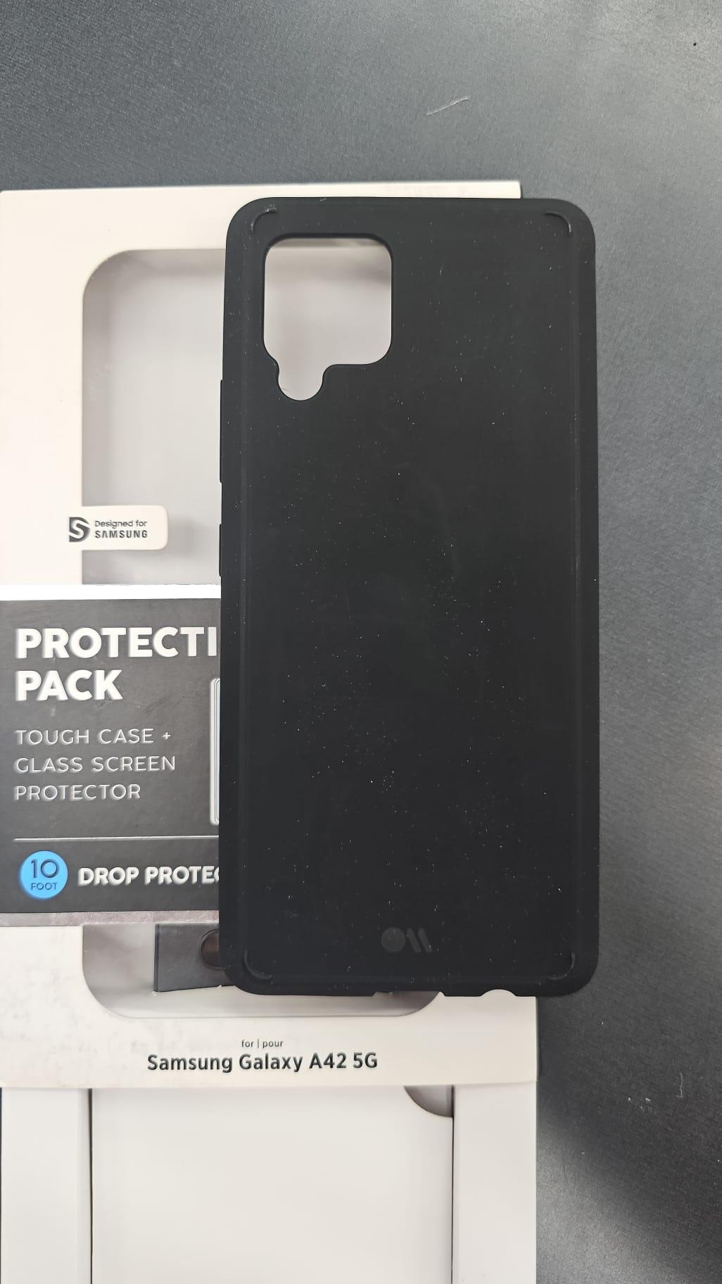 Protective Case & Screen Protector for Samsung Galaxy A42 5G – Tough Black Edition