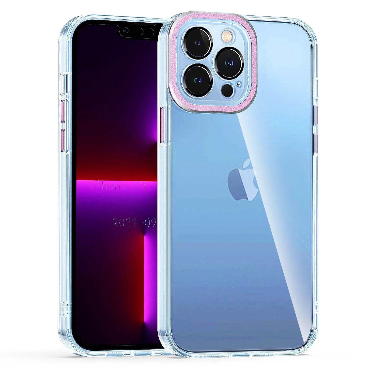 iPhone 15 Transparent Clear Hybrid with Matching Metal Buttons and Camera Protection - Rose Gold