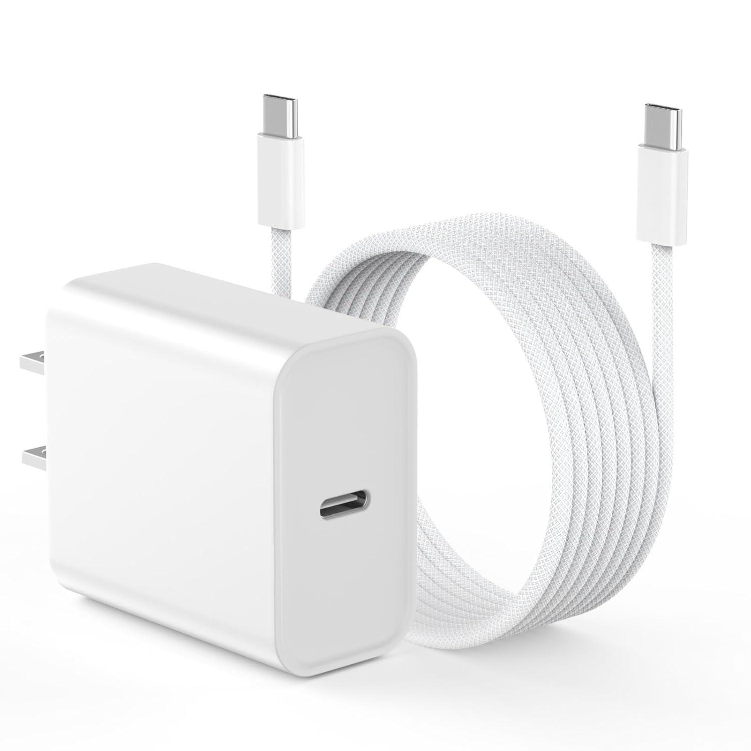 iPhone 16 Charger Fast Charging, 20W Type C Fast Charger Block with 6FT Woven USB C to C Charging Cable Compatible for iPhone 16/16 Plus/16 Pro/16 Pro Max/15/15 Plus/15 Pro/15 Pro Max