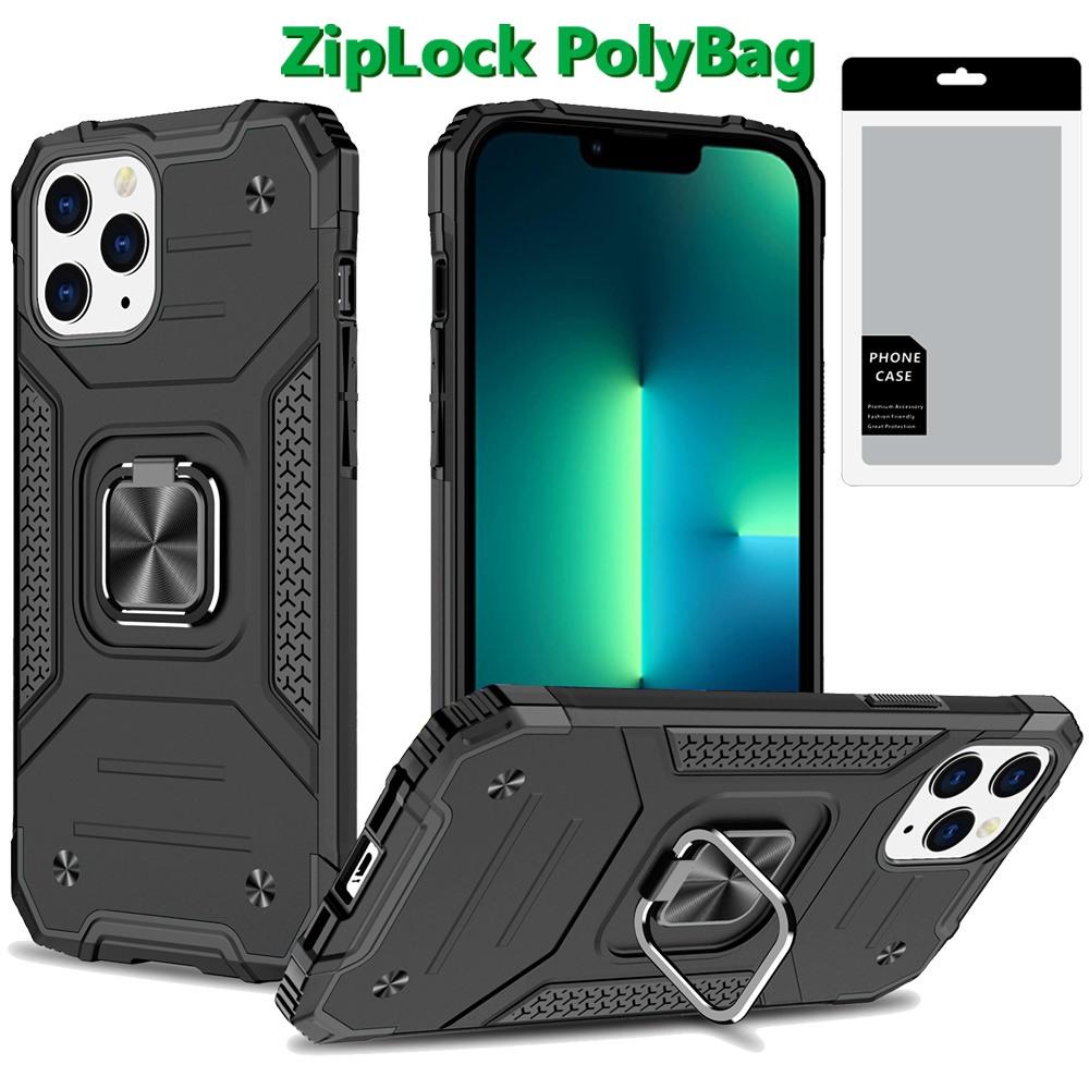 iPhone 13 Pro Max Robust Magnetic Kickstand Hybrid Case with Shockproof Protection and Metal Ring Stand