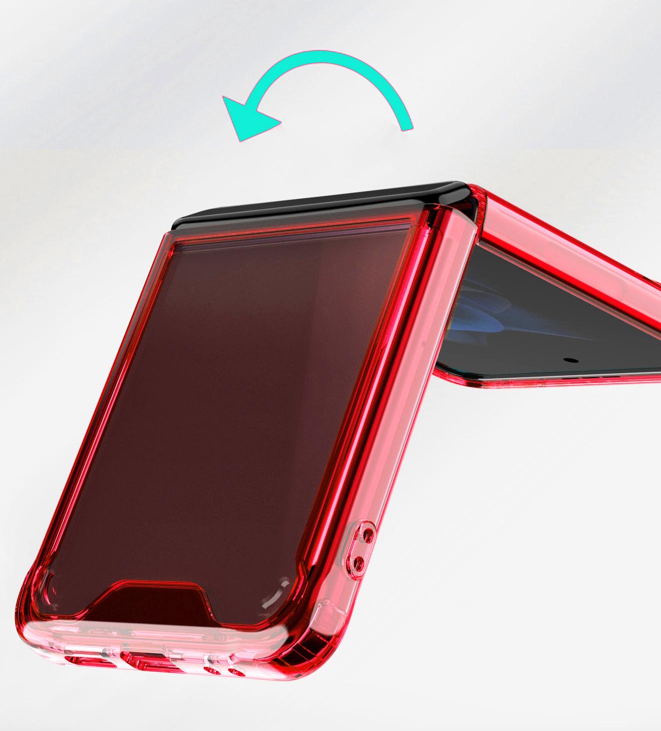 Samsung Galaxy Z Flip3 5G Flip Transparent Hybrid Shockproof Case Cover - Red