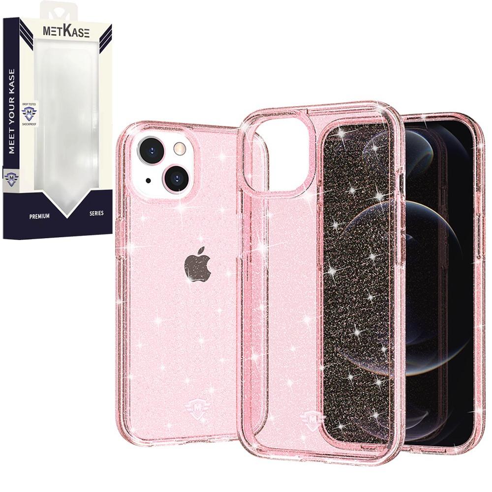 iPhone 15 METKASE Magnetic Glitter Ultra Thick 3mm Transparent Hybrid in Slide-Out Package - Pink product