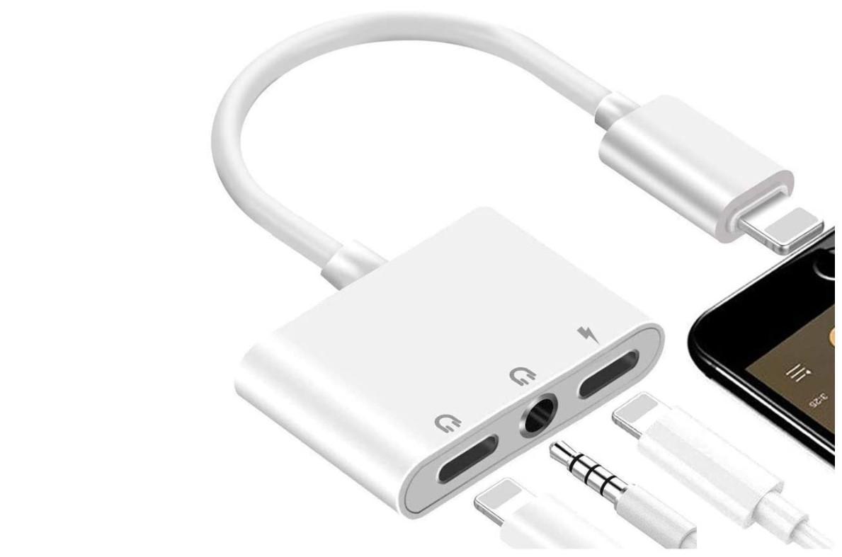 Lightning to Headphone Adapter 3.5mm Jack Headphone Adapter 3 in 1 Earphone and Charging Splitter for iPhone 12/11/SE/XS/XR/X/8/7 and iPad