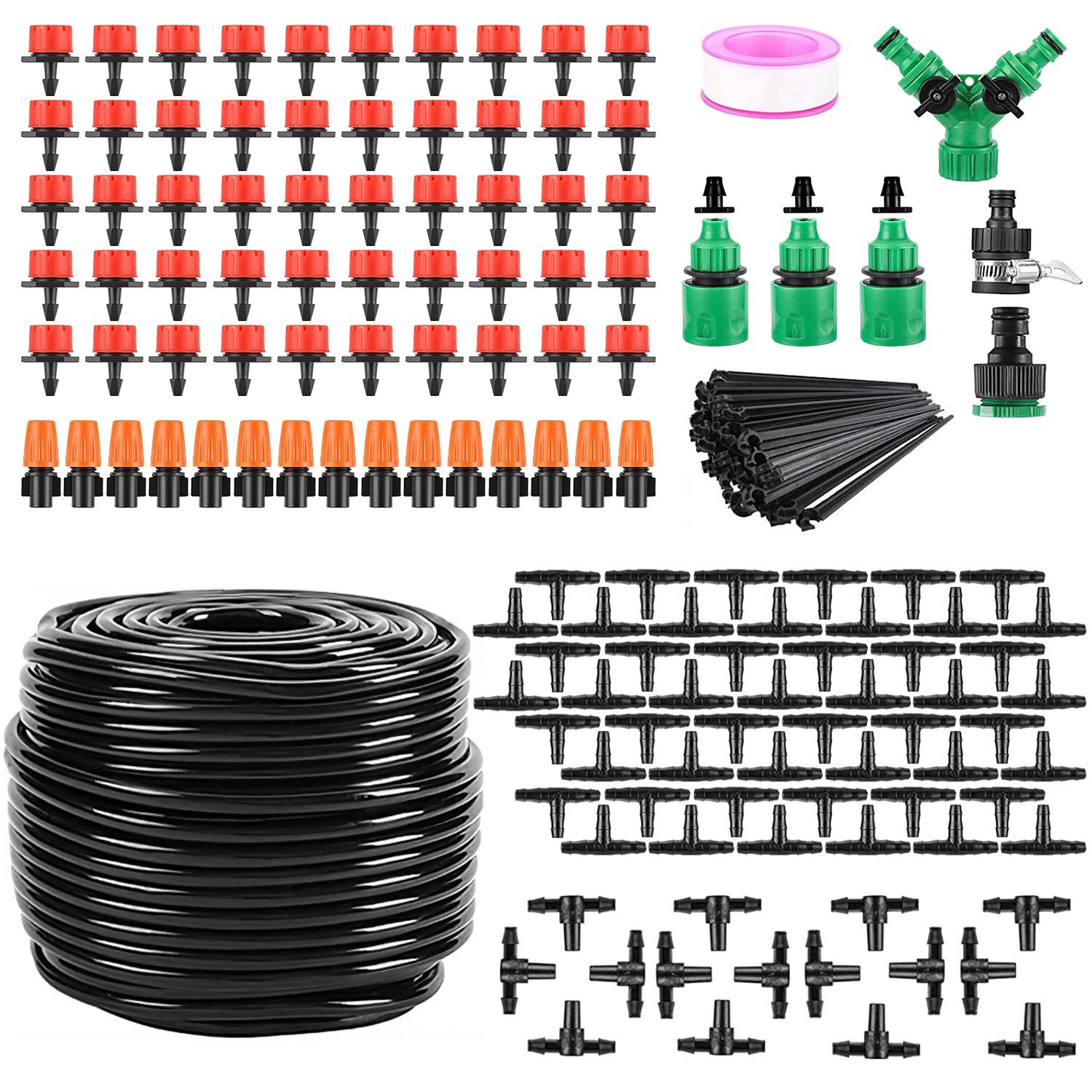 Drip Irrigation Kit for Garden with 65 Nozzles, 164 ft, Black product