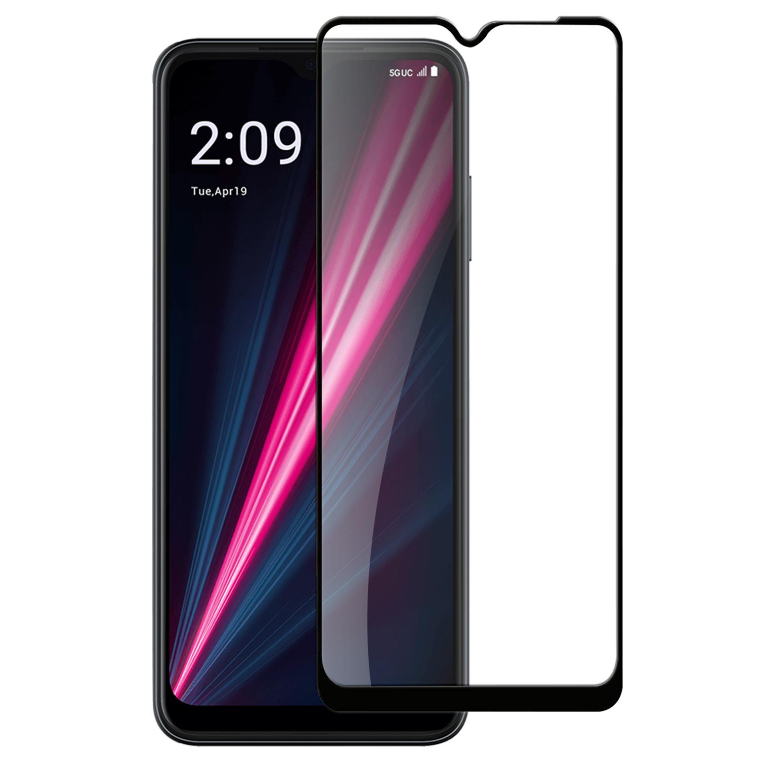 Revvl 6 Pro 5G Bulk White Paper Card Package Black edged Tempered Glass (Black)