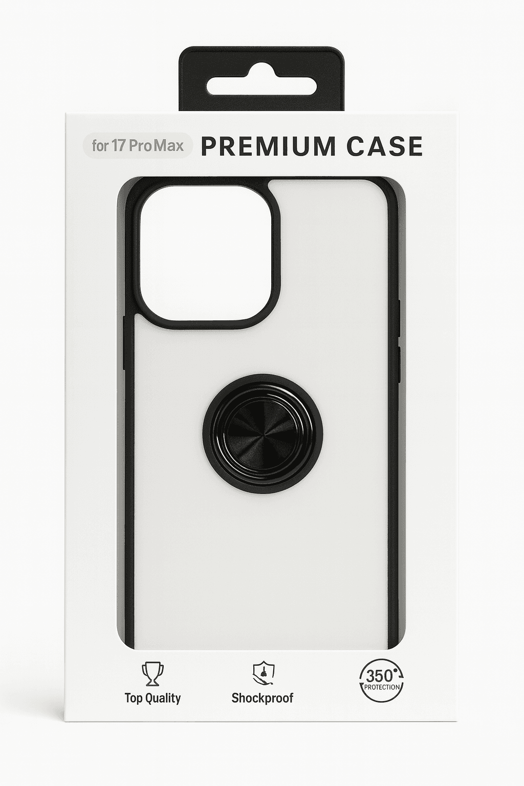 Iphone 17 Pro Max Premium Case with Ring/Kickstand (Solid White)