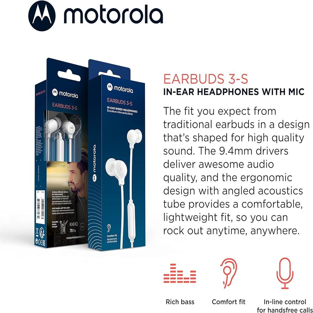 Motorola Earbuds 3-S Wired Earbuds with Microphone WHITE (LANE B RACK 5)