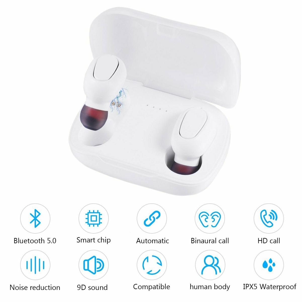 Wireless Headphones Bluetooth Earbuds with Charging Case - White