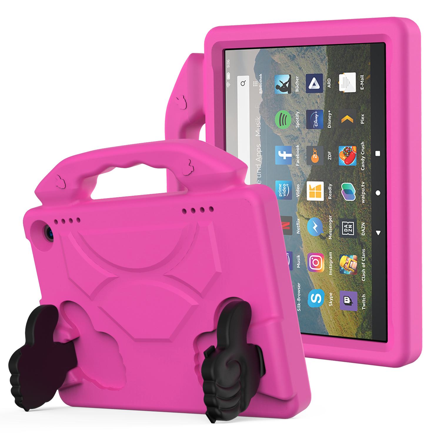 Amazon Kindle Fire HD8/HD8 Plus Thumbs Up Kickstand Shockproof Tablet Case Cover - Hot Pink