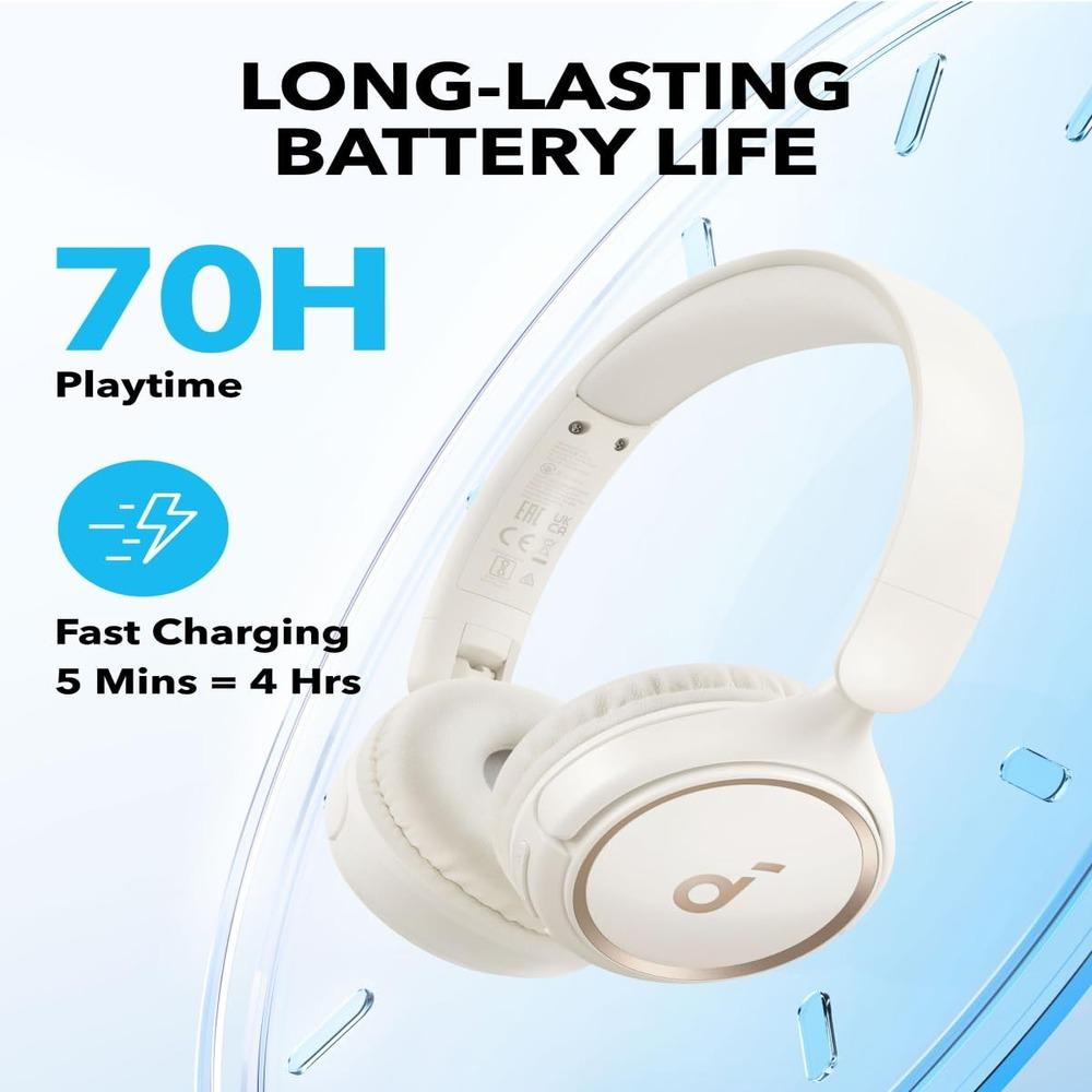Anker Soundcore H30i Wireless On-Ear Headphones-WHITE
