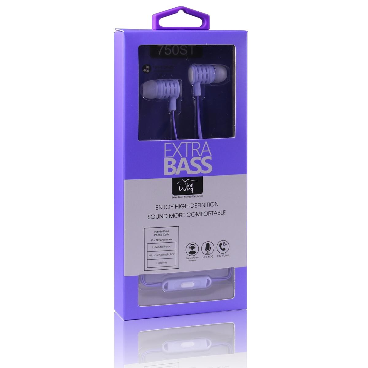Universal 3.5mm Stereo Hands Free w/Extra Bass 750ST - Purple