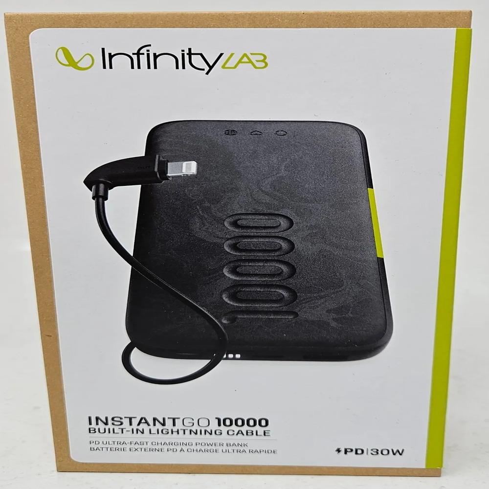 INFINITY LAB - ILING10000LBLKAM InstantGo 10000 Built-in Lightning Cable-BLACK
