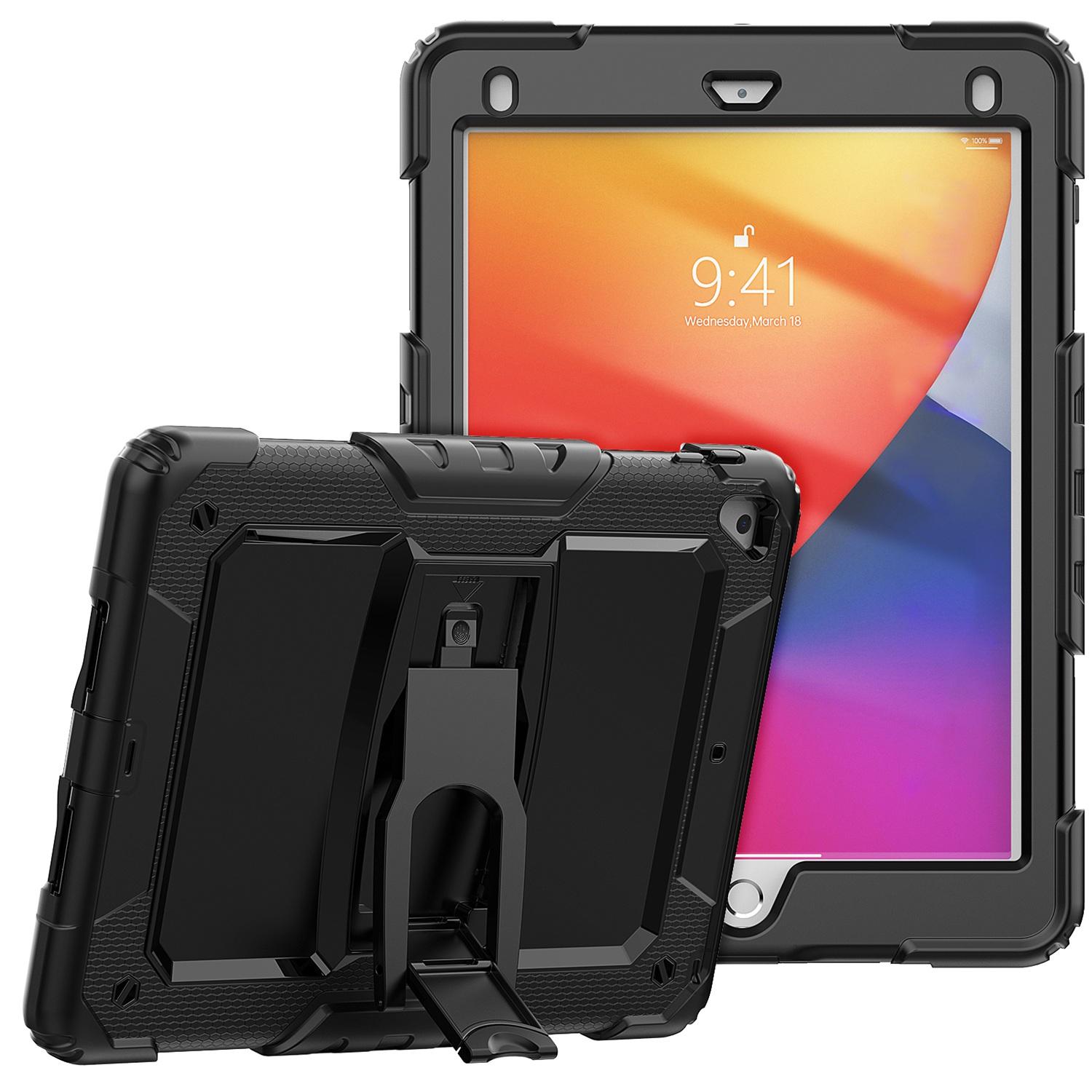 Apple iPad Pro 11inch 2024 Heavy Duty Full Body Rugged Tablet Kickstand Case Cover - Black/Black