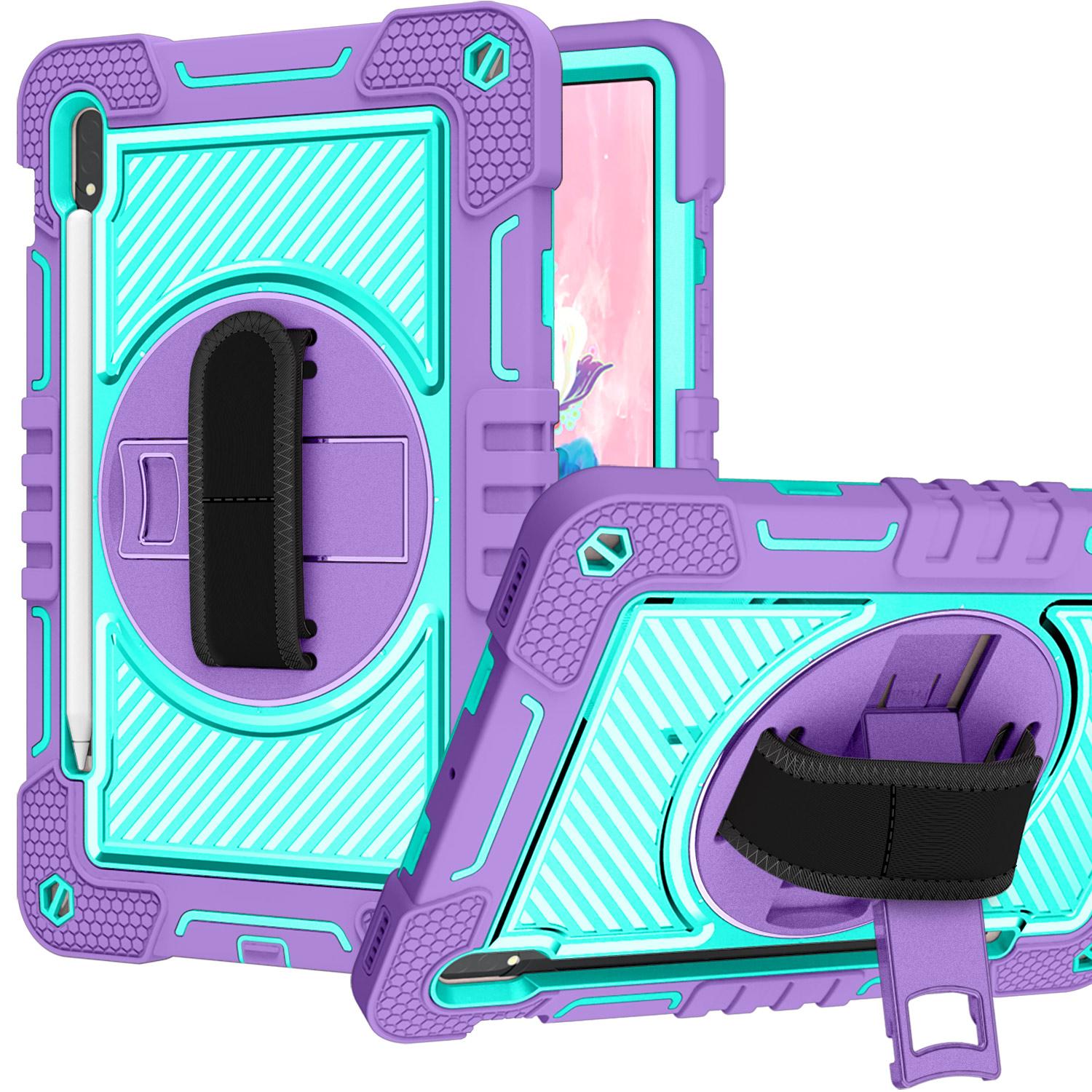 Samsung Tab S8 3in1 Multi-Functional Tablet Case for Hand, Shoulder, Pencil & Stand - Purple/Teal