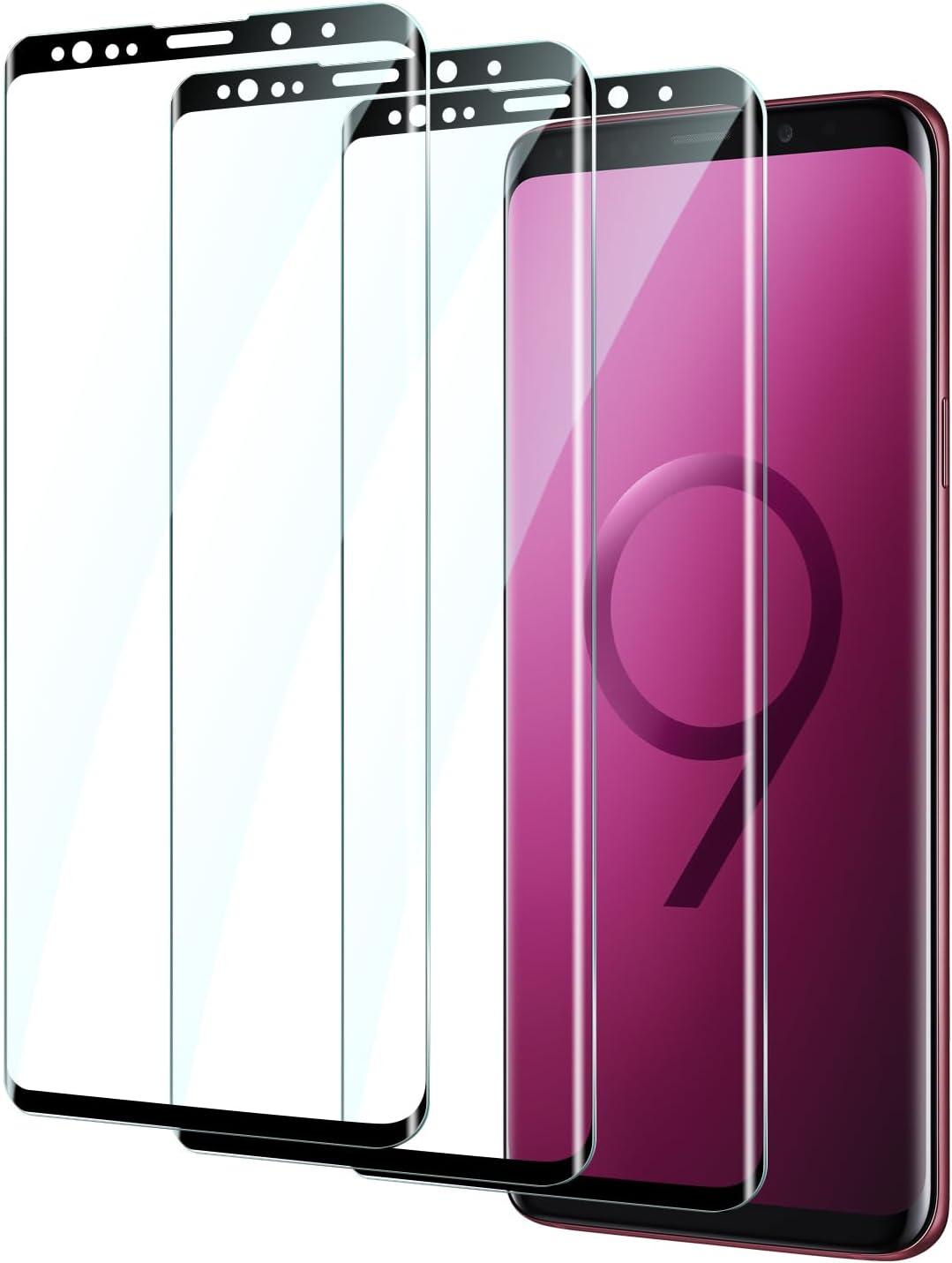 Pack of 3 Samsung Galaxy S9 Tempered Glass Screen Protectors – Case Friendly, HD Clear & Bubble-Free Application
