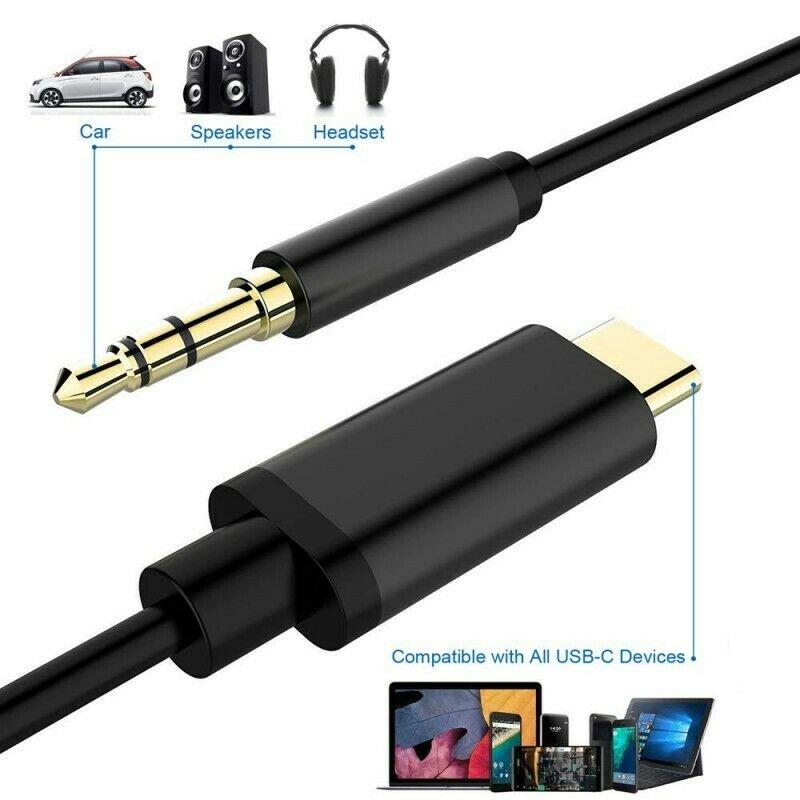 TYPE-C to 3.5mm Jack AUX Audio Adapter Cable in Black