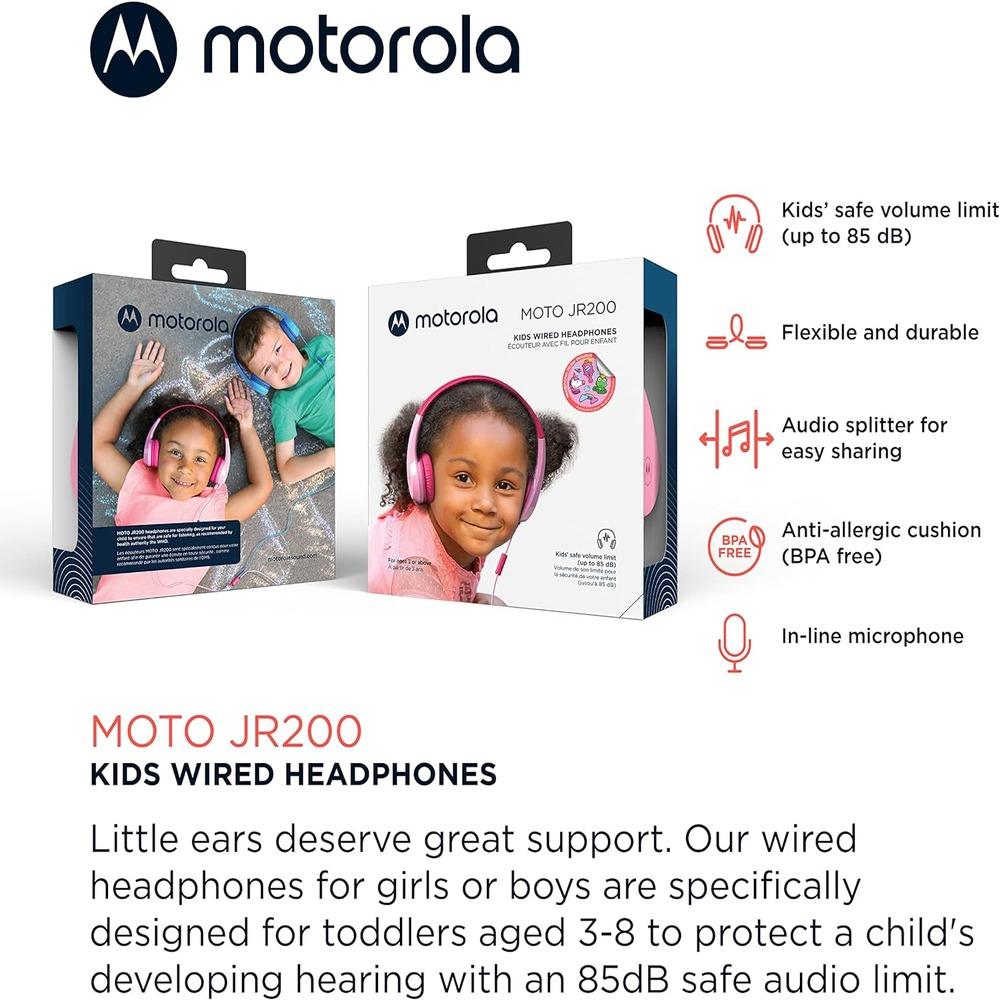 Motorola Moto JR200 Kids Headphones with Microphone MOTOJR200-PINK