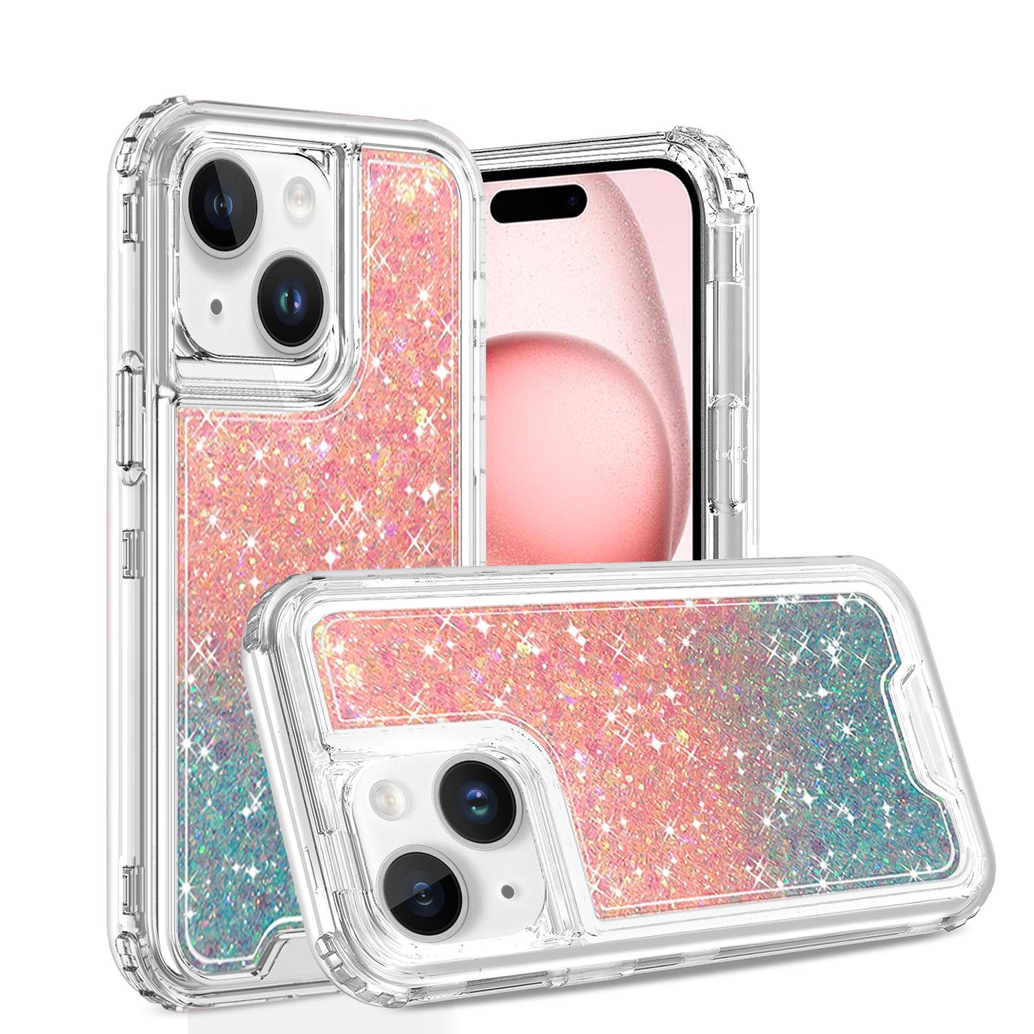 iPhone 13 Pro Max Epoxy Sticker Glitter 3-in-1 Shockproof Transparent Hybrid Case – Stylish Sparkle with Full Protection