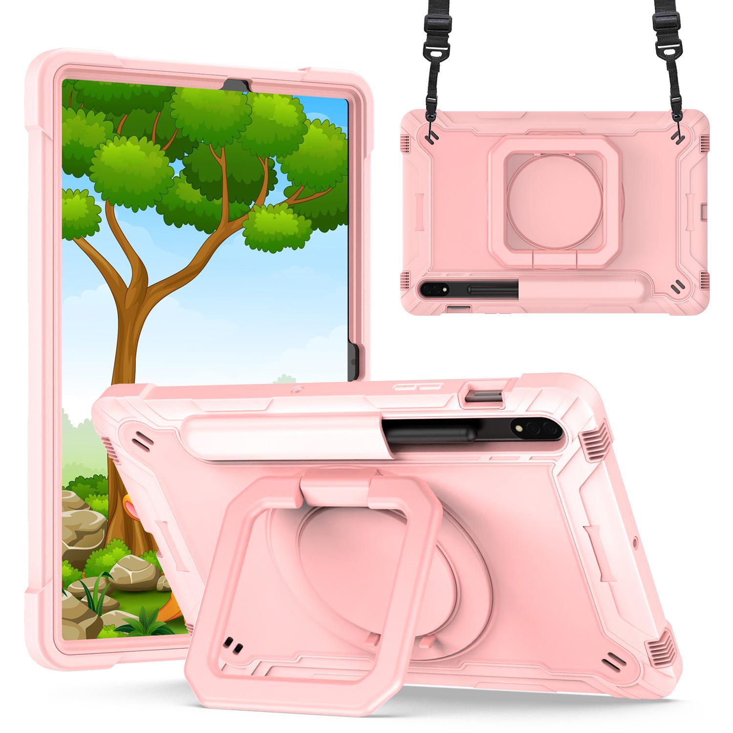 Samsung Tab S8 / Tab S7 Tablet Tough Hybrid Rotating 360 Degree Kickstand - Rose Gold