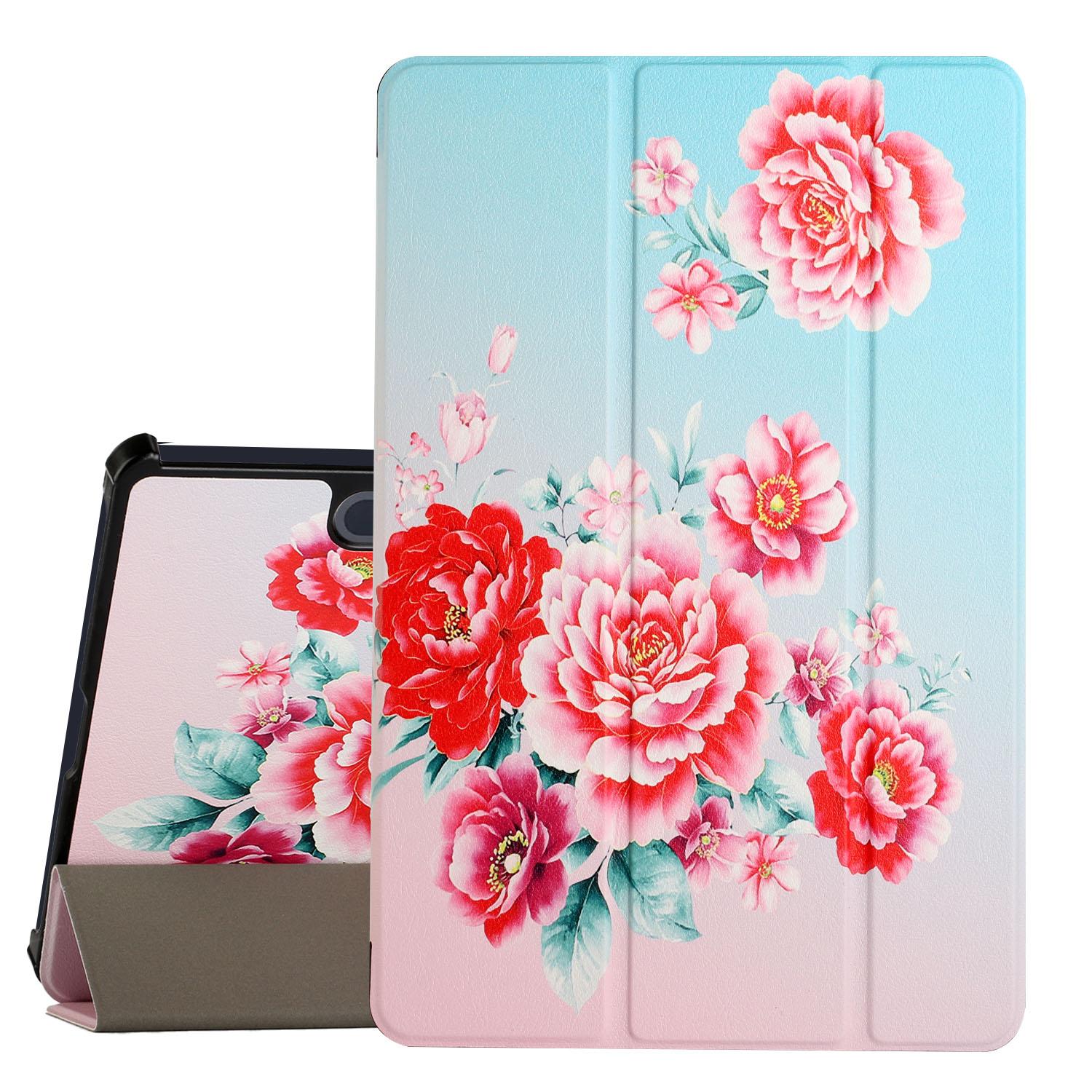 Samsung Galaxy Tab S6 Lite 10.4inch Trifold Magnetic Closure PU Leather Case Cover - Blooming Flowers