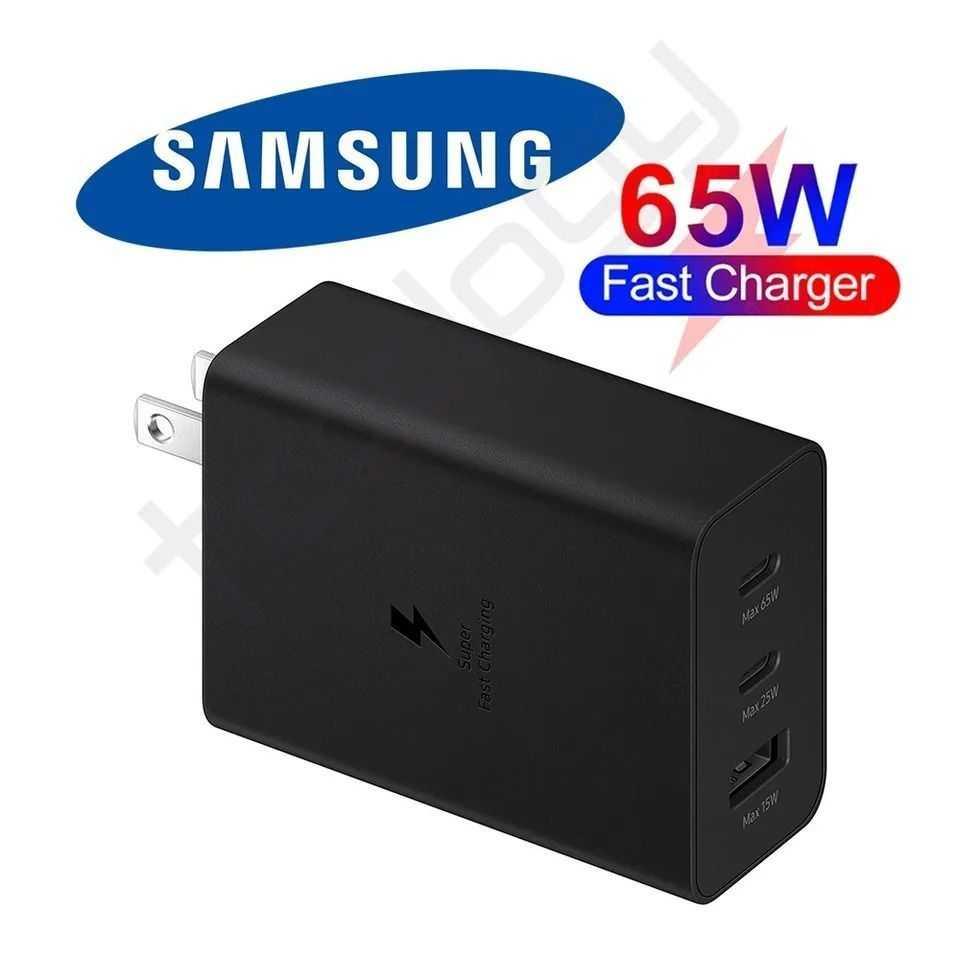Samsung 65W PD 3.0 Trio Power Adapter Super Fast Charging Wall Charger