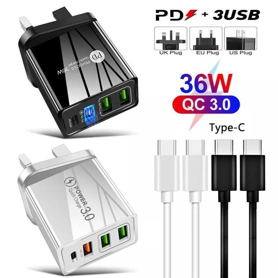 Google Pixel 8 Pro 7 7A 6 6A 36W USB Fast Charger Power Adapter Type-C Cable