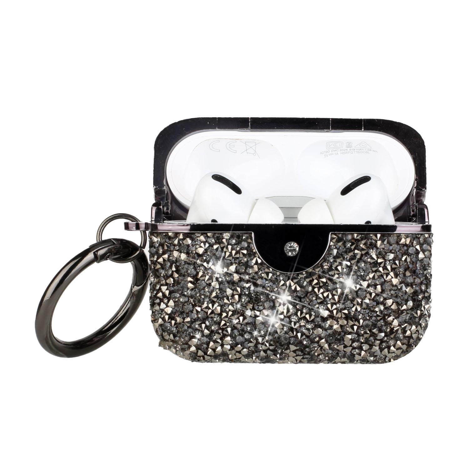 AirPods Pro Deluxe Diamond Bling Glitter Case Cover - Black