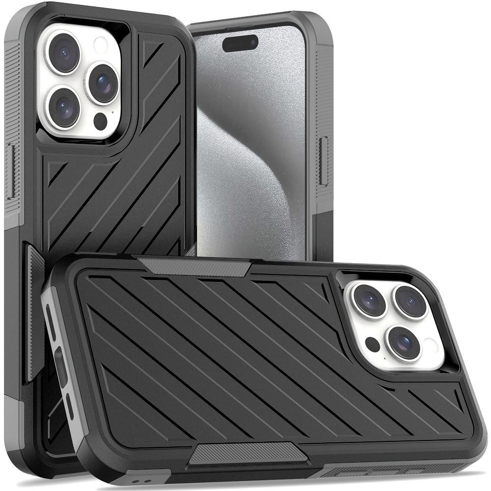 Noble Lined Dual-Layer Hybrid Shockproof Case for iPhone 15 Pro Max