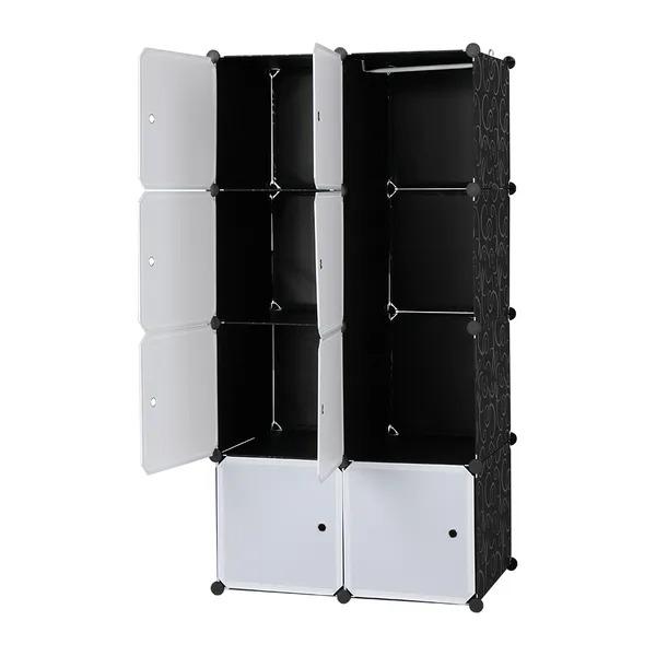 8-Cube Stackable Plastic Storage Organizer Shelf, White and Black product