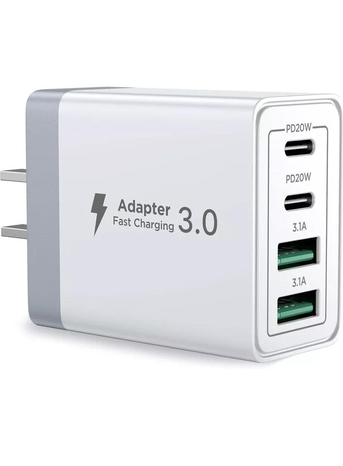 USB C Charger Block, 40W 4-Port Fast Charger 20W Type C Charging Block 3.1A USB
