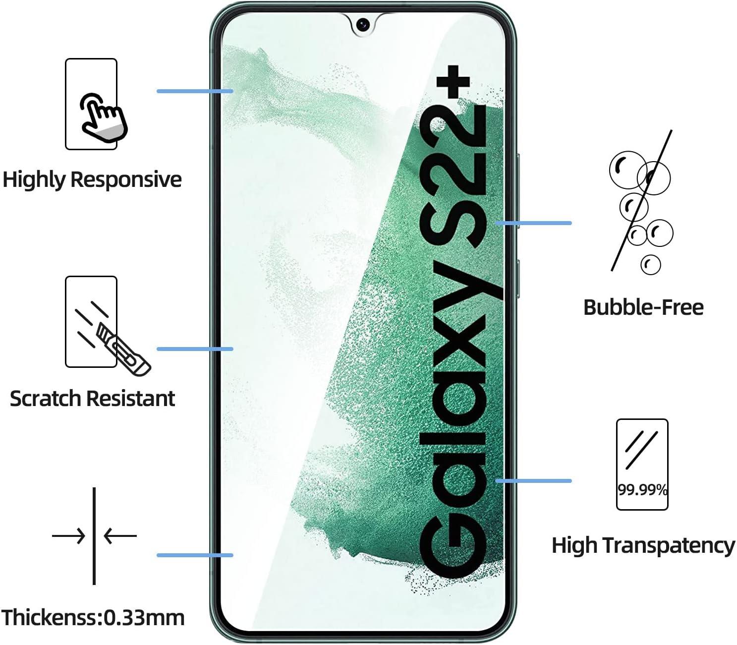 Tempered Glass Screen Protector for Samsung Galaxy S22 Plus – HD Clarity, Anti-Scratch & Shatterproof