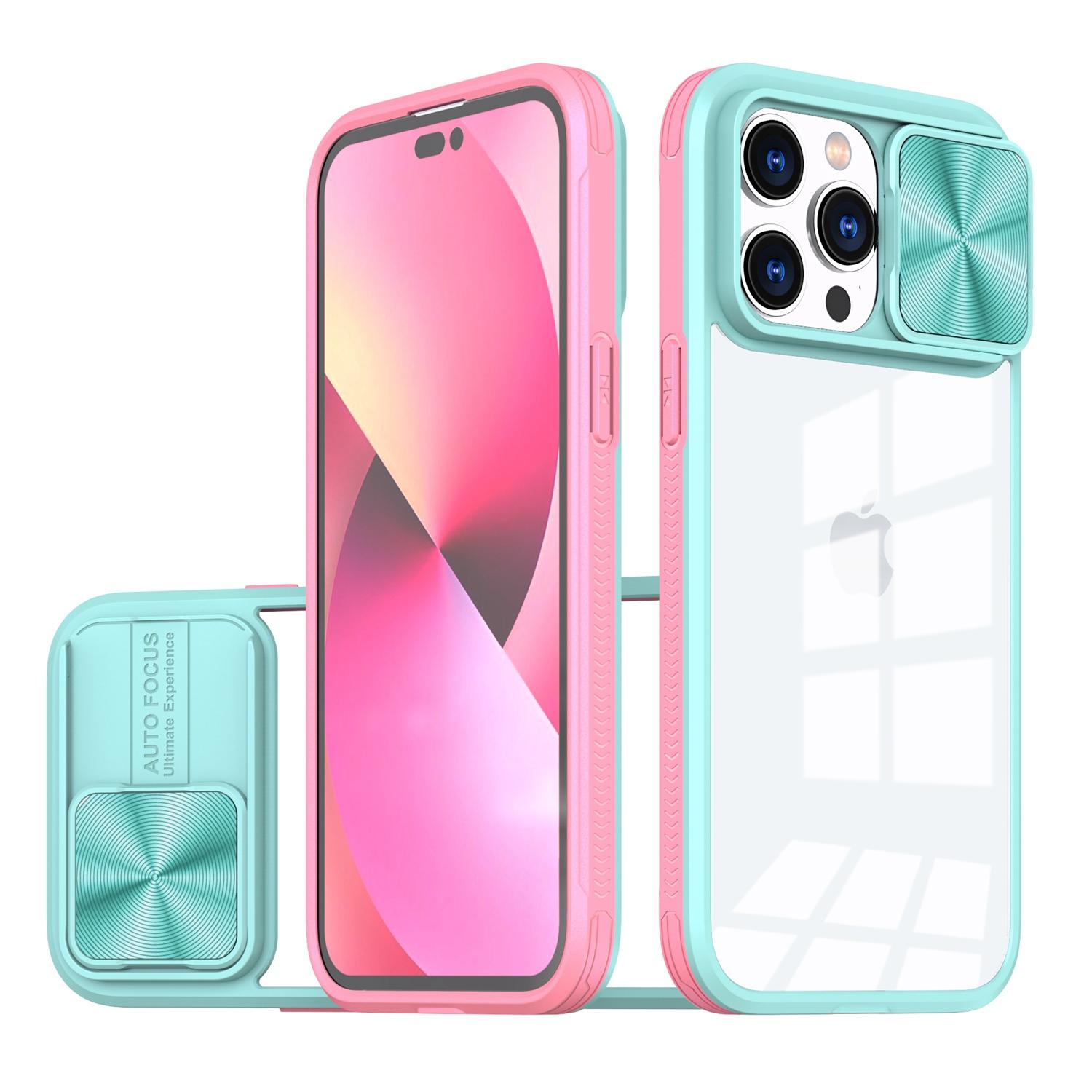 iPhone 15 Fusion Transparent Clear Hybrid Case Cover - Pink/Blue