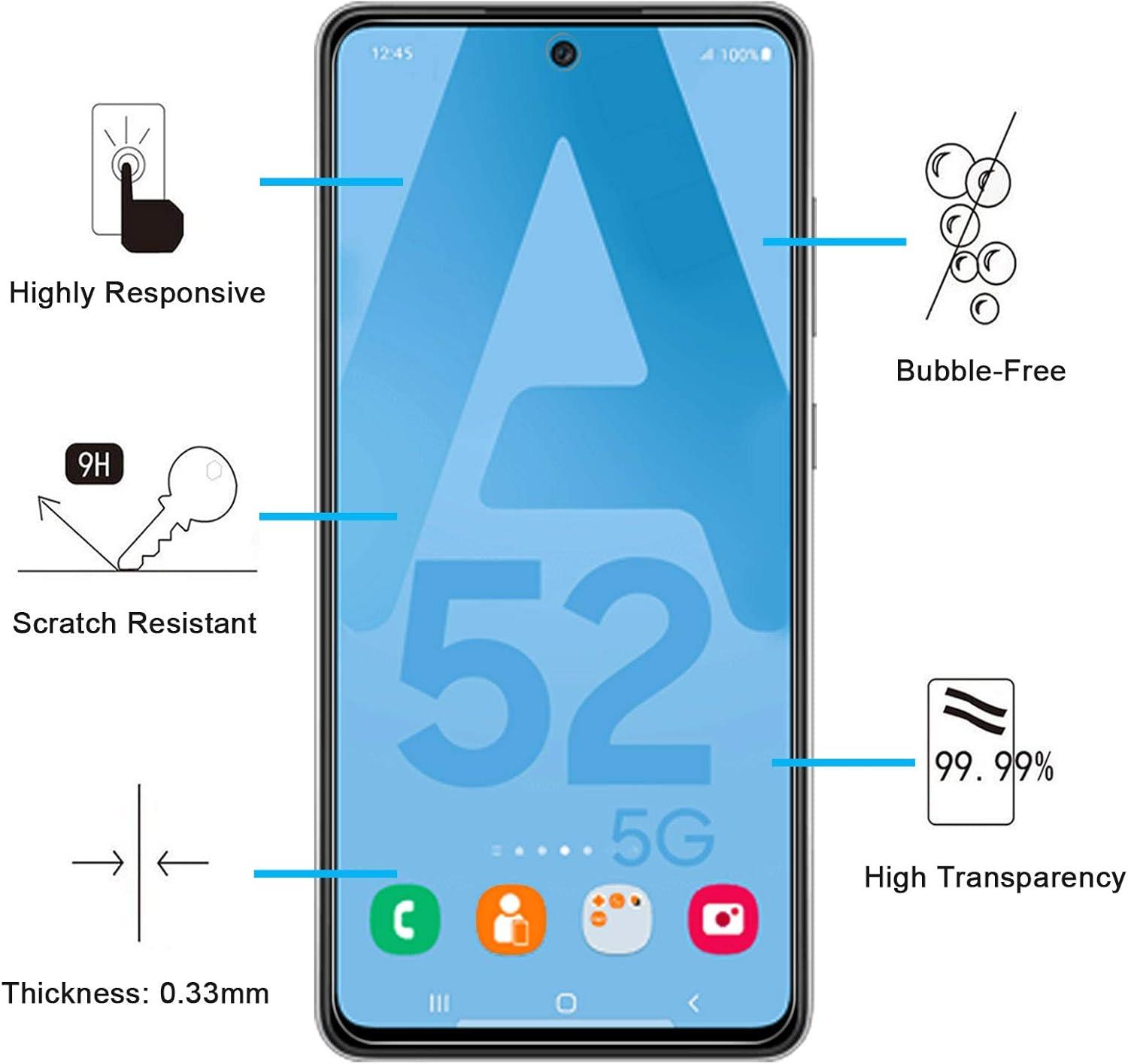 Tempered Glass Screen Protector for Samsung Galaxy A52 – HD Clear, Scratch Resistant & Shatterproof