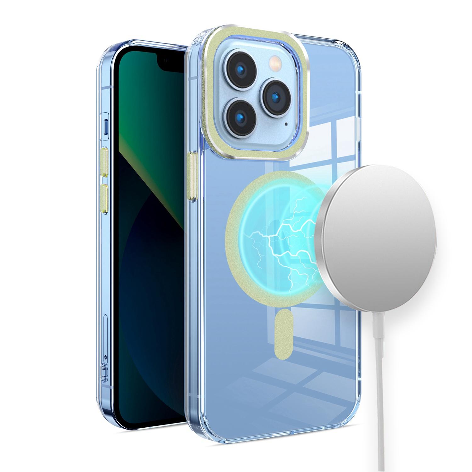 iPhone 15 Matching Clear Transparent Circle Design Case Cover - Light Green