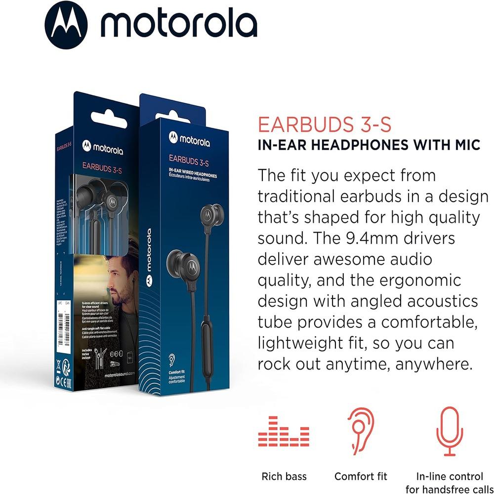 Motorola Earbuds 3-S Wired Earbuds with Microphone BLACK (LANE B RACK 5)
