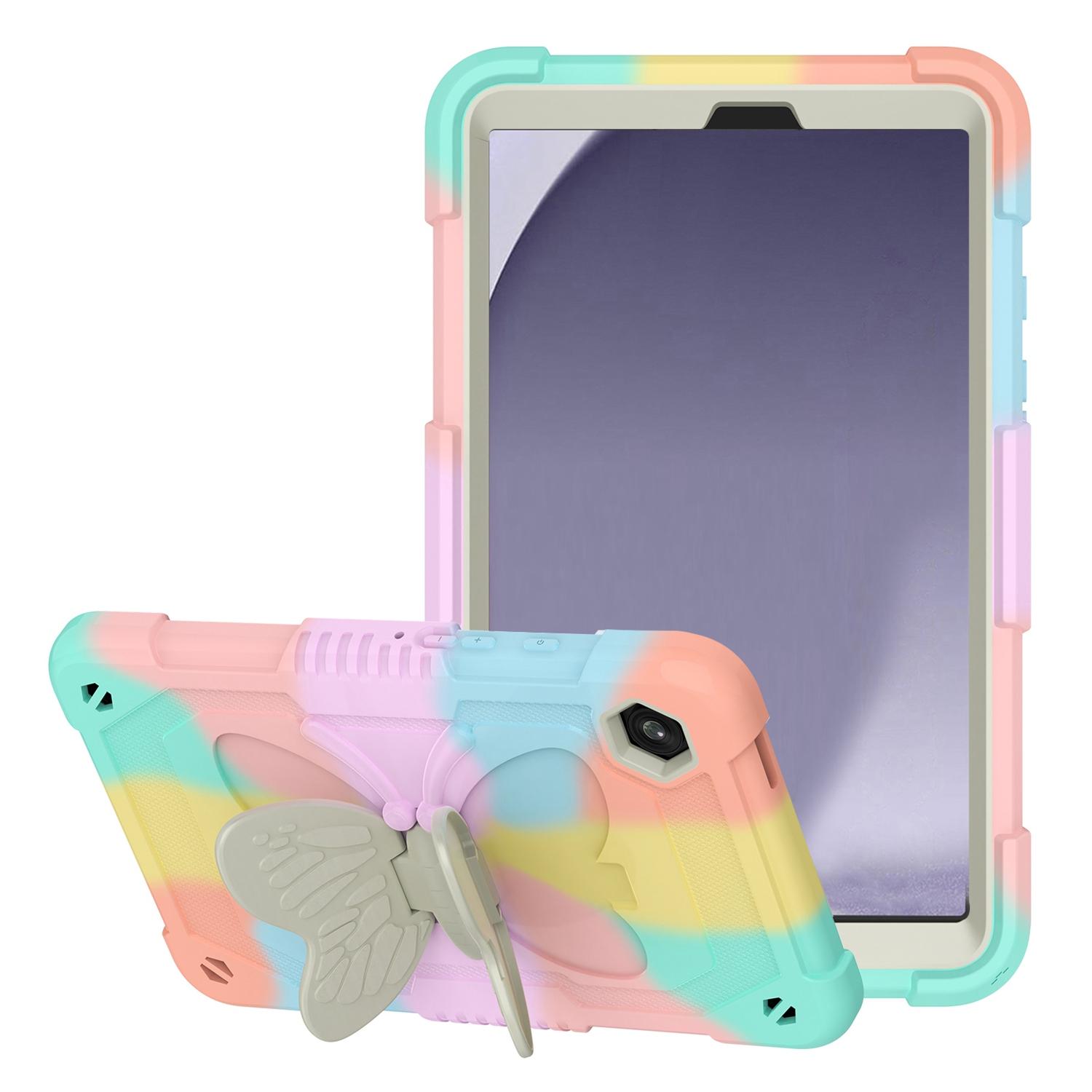 Apple iPad Air 11inch 2024 Butterfly Kickstand 3in1 Tough Hybrid Case Cover with Shoulder Strap - Colorful