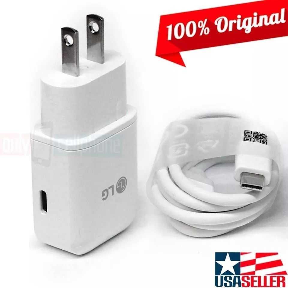 Original LG Wall Charger + USB-C Data Cable Kit for LG V70/V60/G6/G8X/Q80/Stylo6