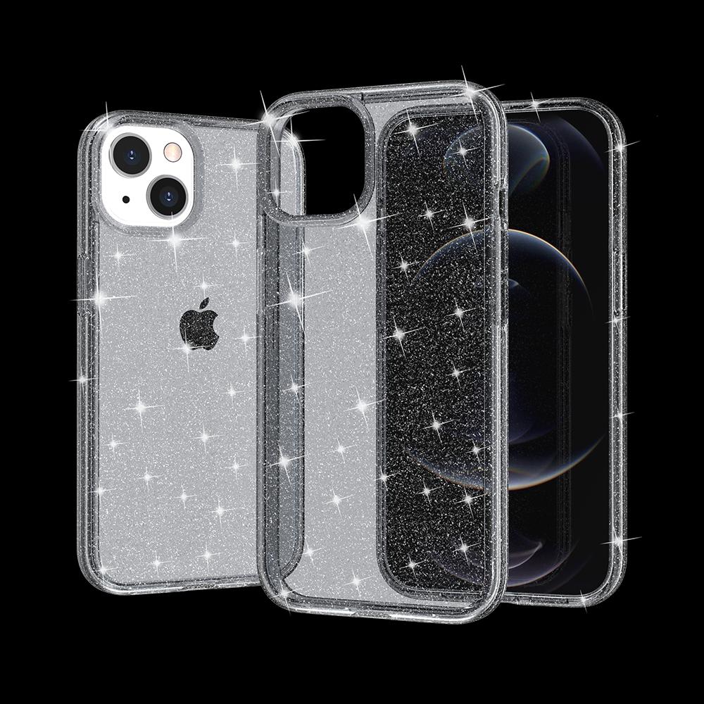 iPhone 15 Glitter Ultra Thick 3mm Transparent Hybrid Case Cover - Smoke