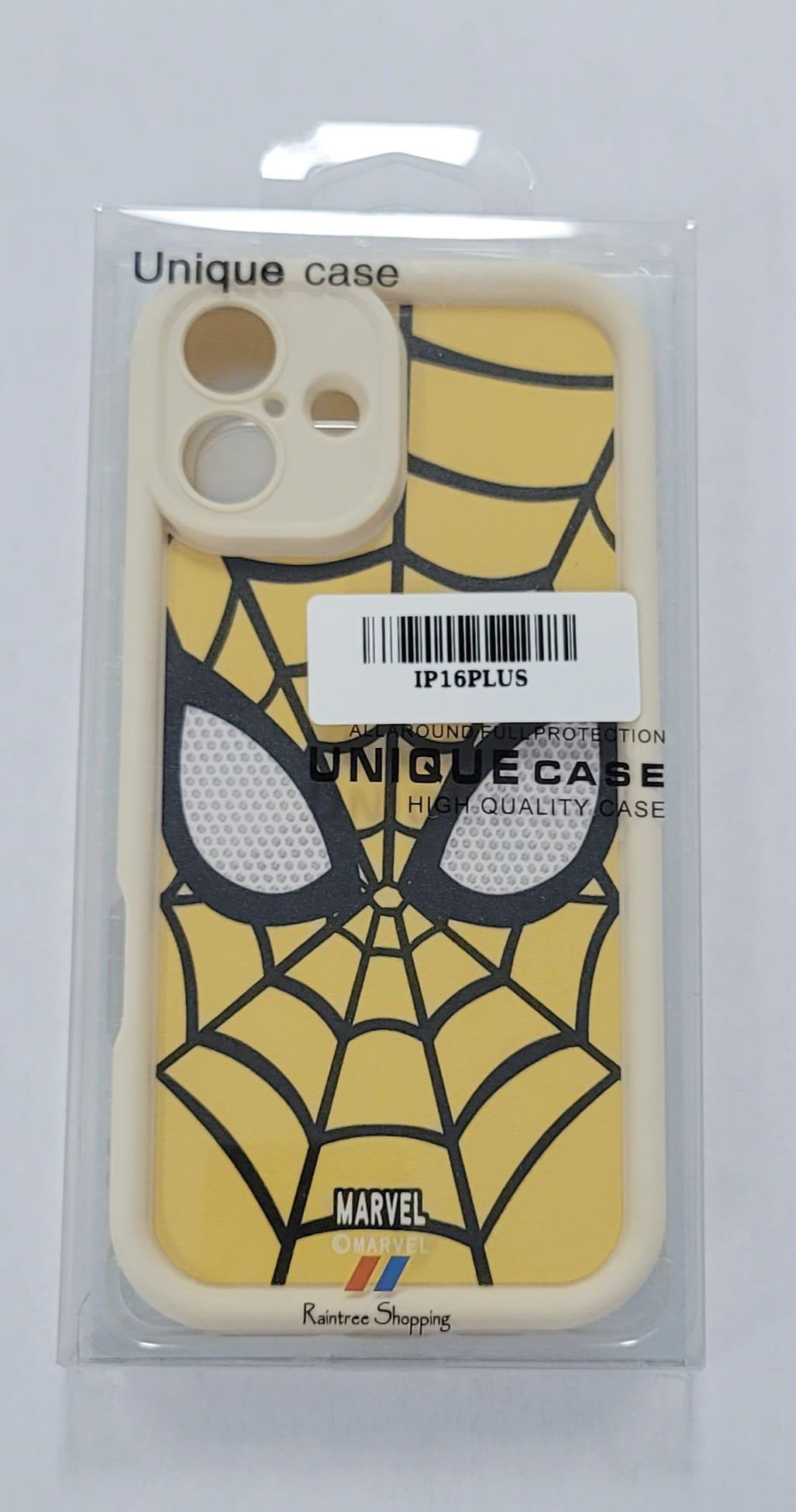 Yellow Spider-Man Face Case for iPhone 16 Plus – Marvel-Inspired Heroic Design