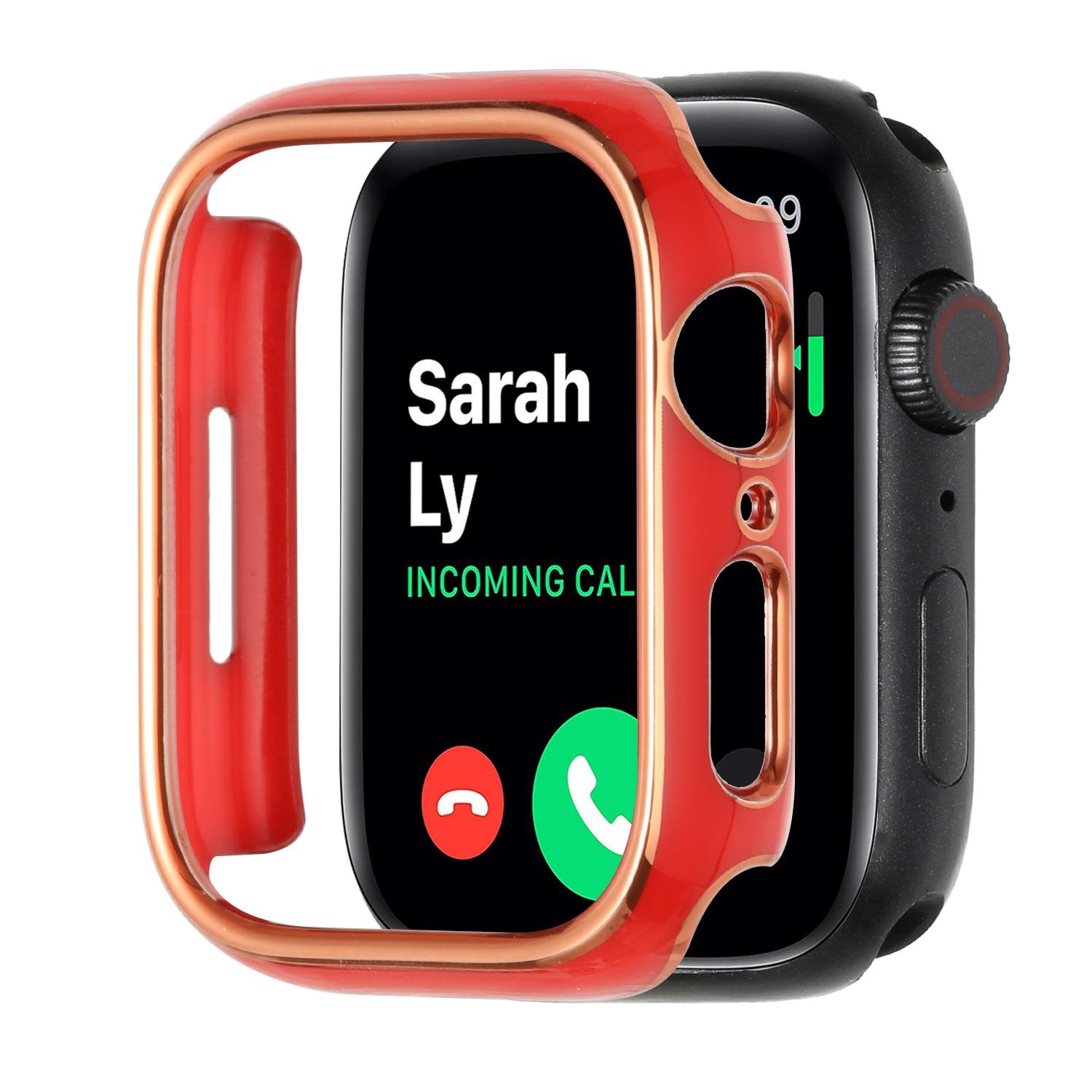 44mm Chromed iWatch Screen Frame - Chromed Gold+Red