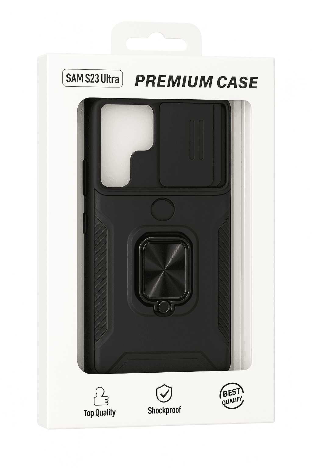Samsung S23 Ultra Premium Case (Black with Gold Camera Accent)