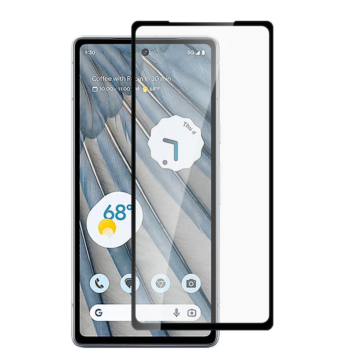 Google Pixel 7A 6.1" Bulk White Paper Card Package Black edged Tempered Glass (Black)
