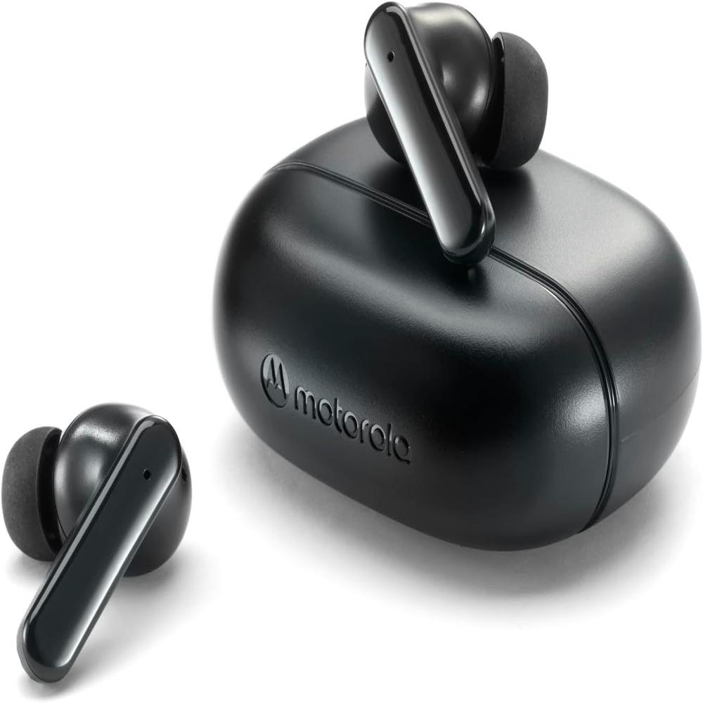 Meet the MOTO BUDS 125 - 17 hours of playtime. Pair instantly with Fast Pair, make clear calls with dual mics and ENC, and control with a touch or voice command. IPX5 water-resistant - BLACK