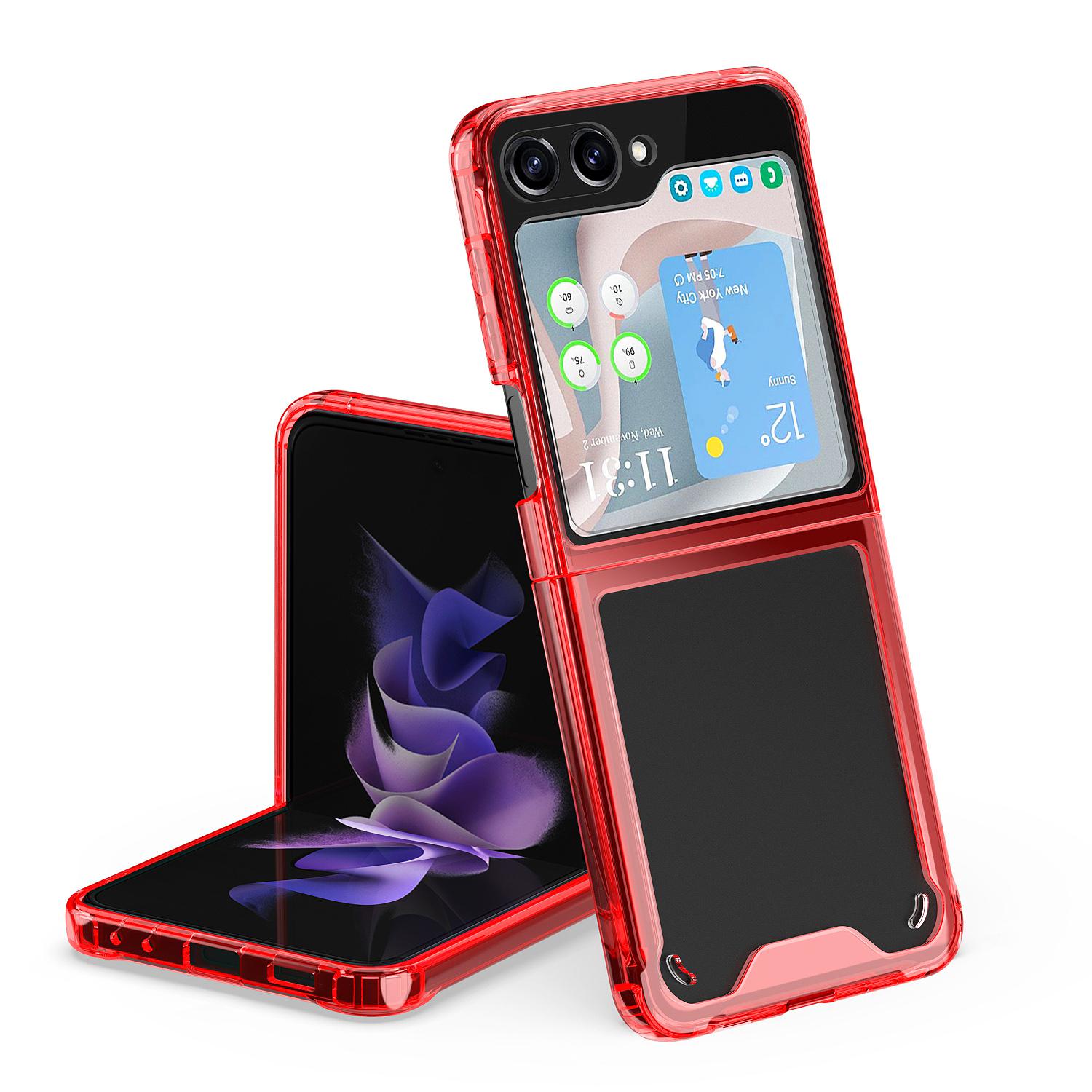 Samsung Galaxy Z Fold 5 Transparent Hybrid Shockproof Case Cover - Red