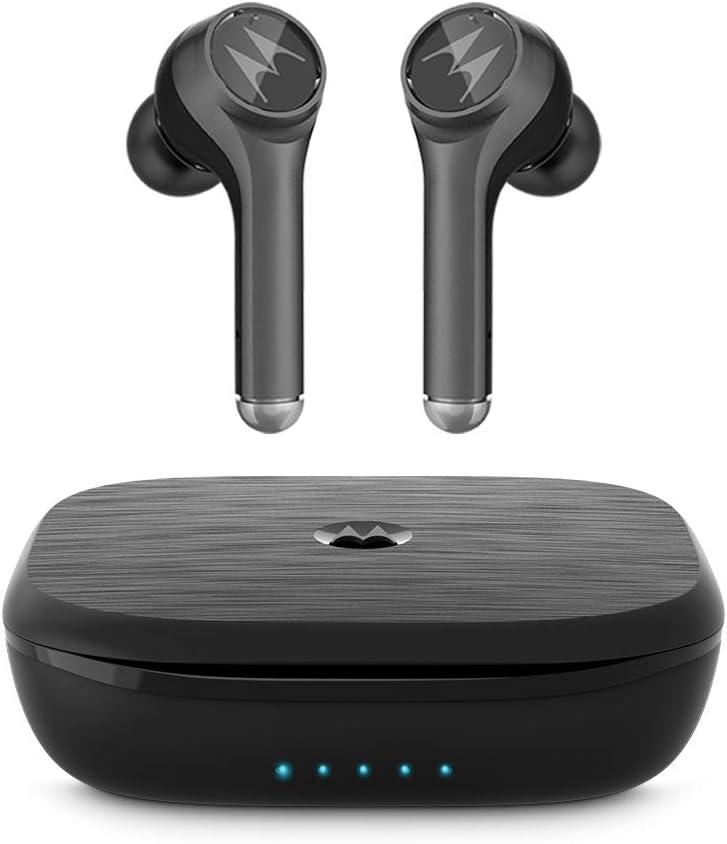 MOTOROLA VerveBuds 800 True Wireless Earbuds with Wireless Charging Case Comfortable Earbuds Crystal Clear Sound Quality Full Control IPX4 Waterproof Bluetooth 5.0 Lightweight Earphones Black