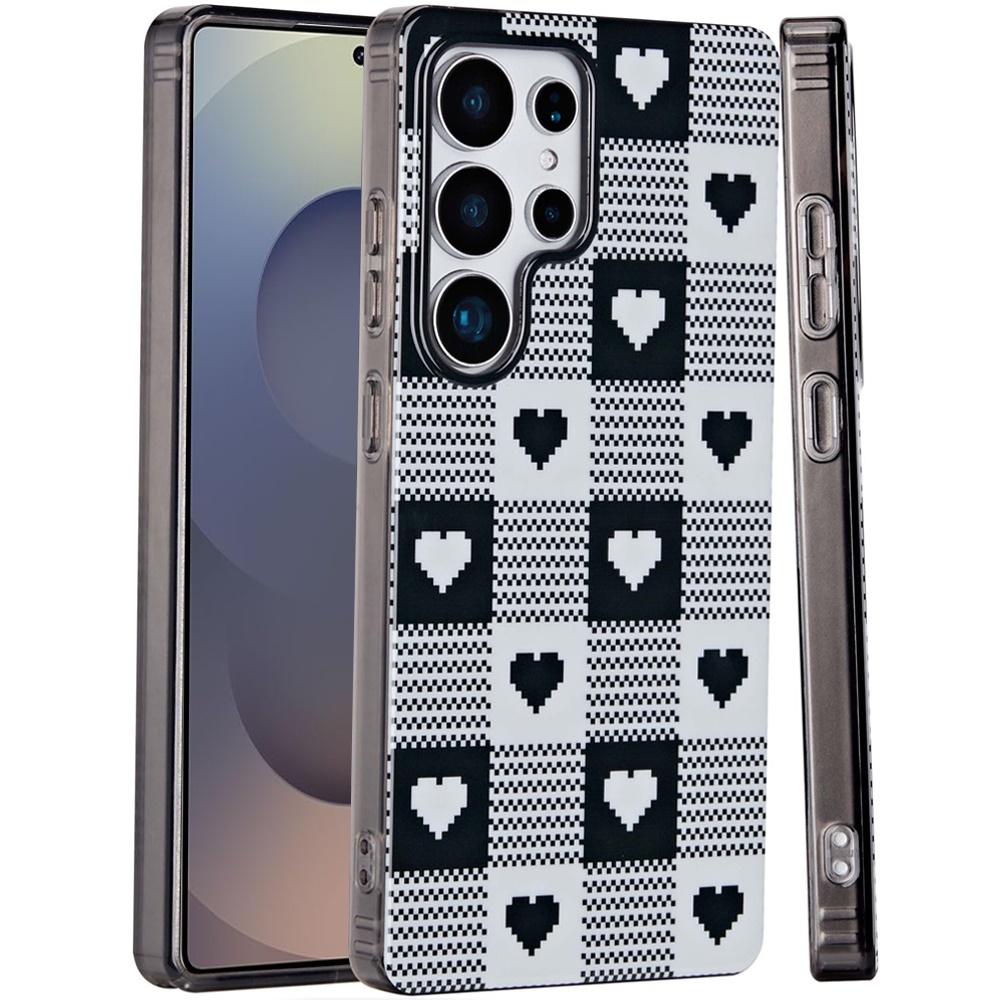 Pixelated Hearts Pattern Protective Phone Case for Samsung Galaxy S25 Ultra