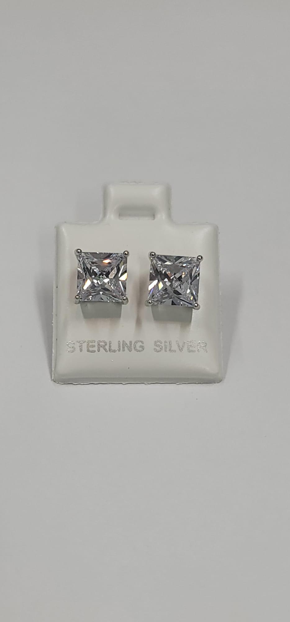 S925 Sterling Silver Sparkling Cubic Zirconia Stud Earrings - Jewelry for Women 8mm