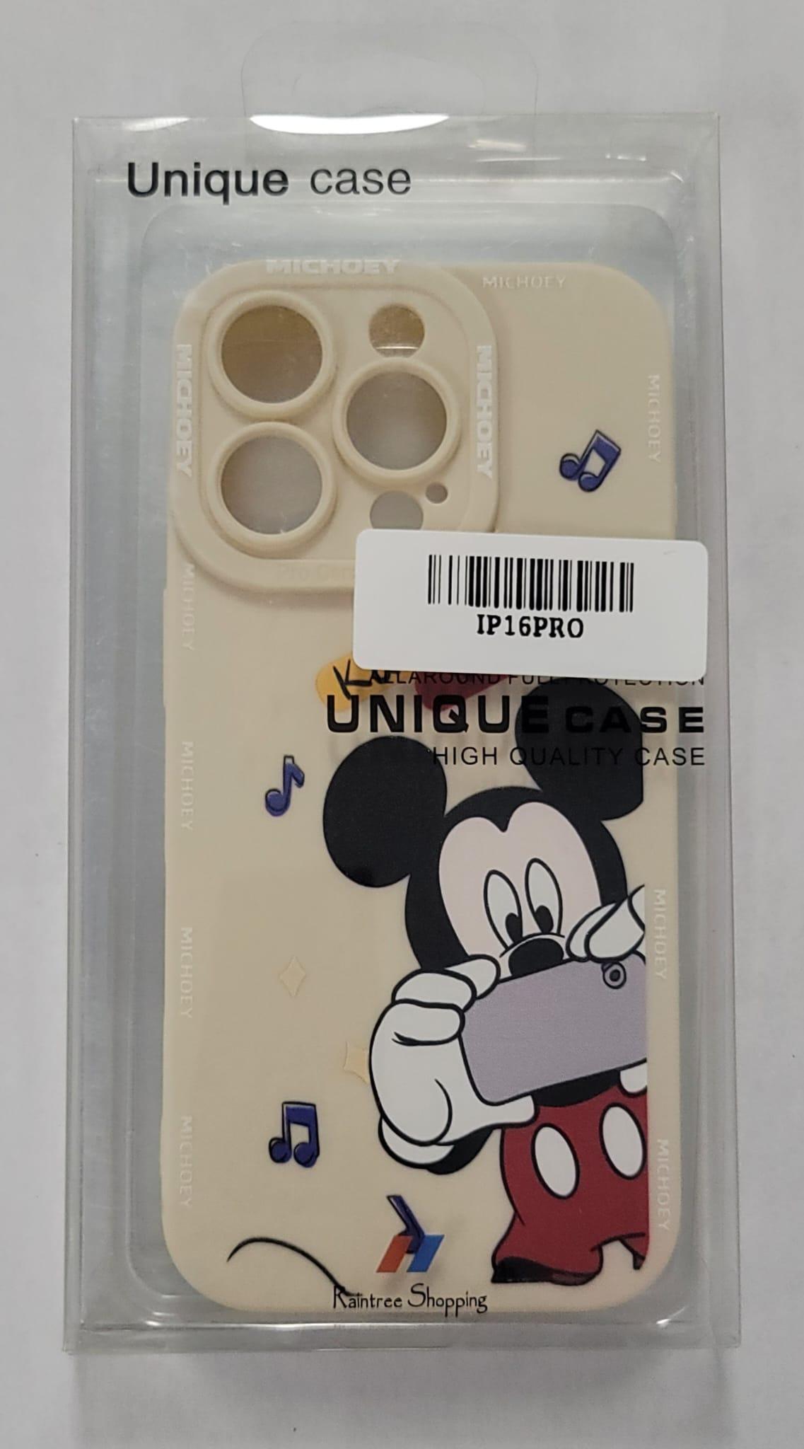 Mickey Selfie Beige iPhone 16 Pro Case – Fun Cartoon Design