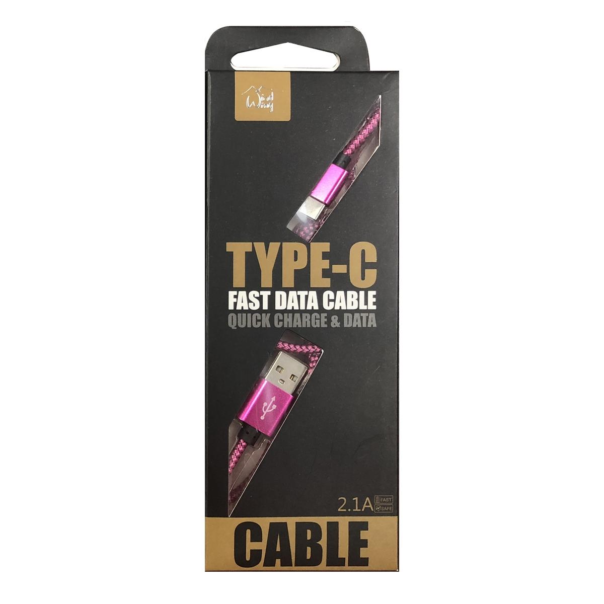 Heavy Duty 6-feet Fabric Type-C cable - Pink